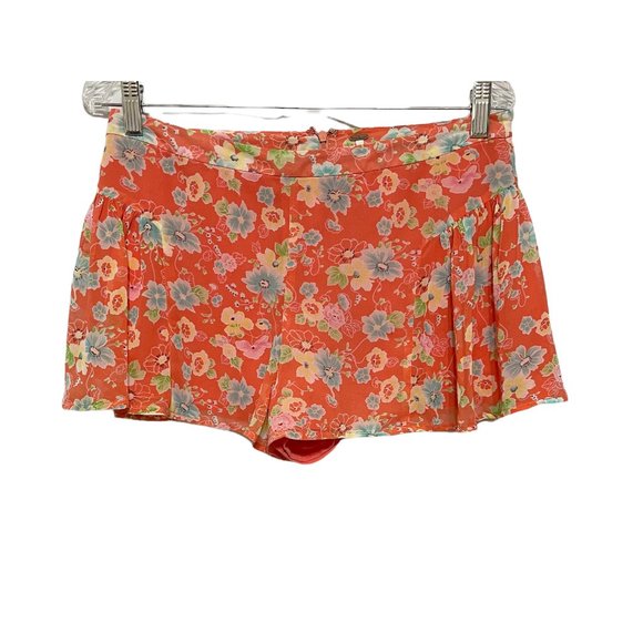 Free People Size 4 Coral Floral Flowy Boho Short Pants - Picture 2 of 8